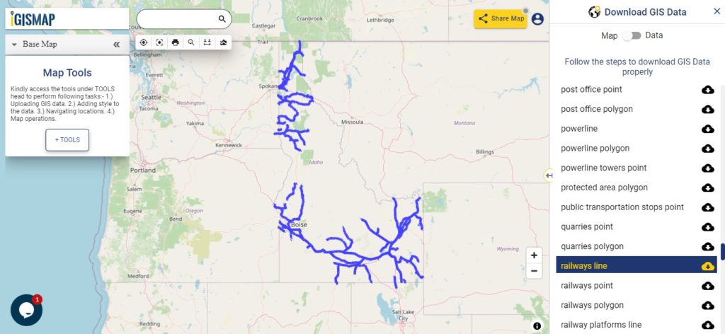 Idaho GIS Data - Railway Line