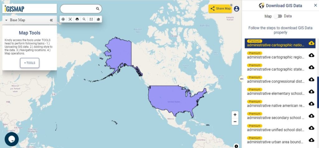 United States of America GIS Data - National Boundary