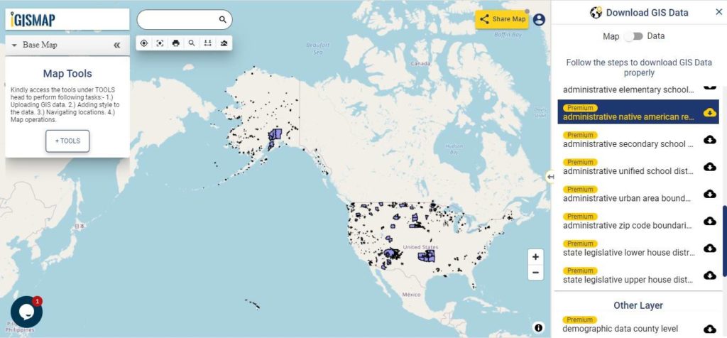 United States of America GIS Data - Native American Reservation Land Boundaries