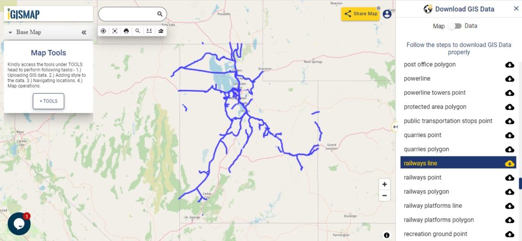 Utah GIS Data - Railway Lines