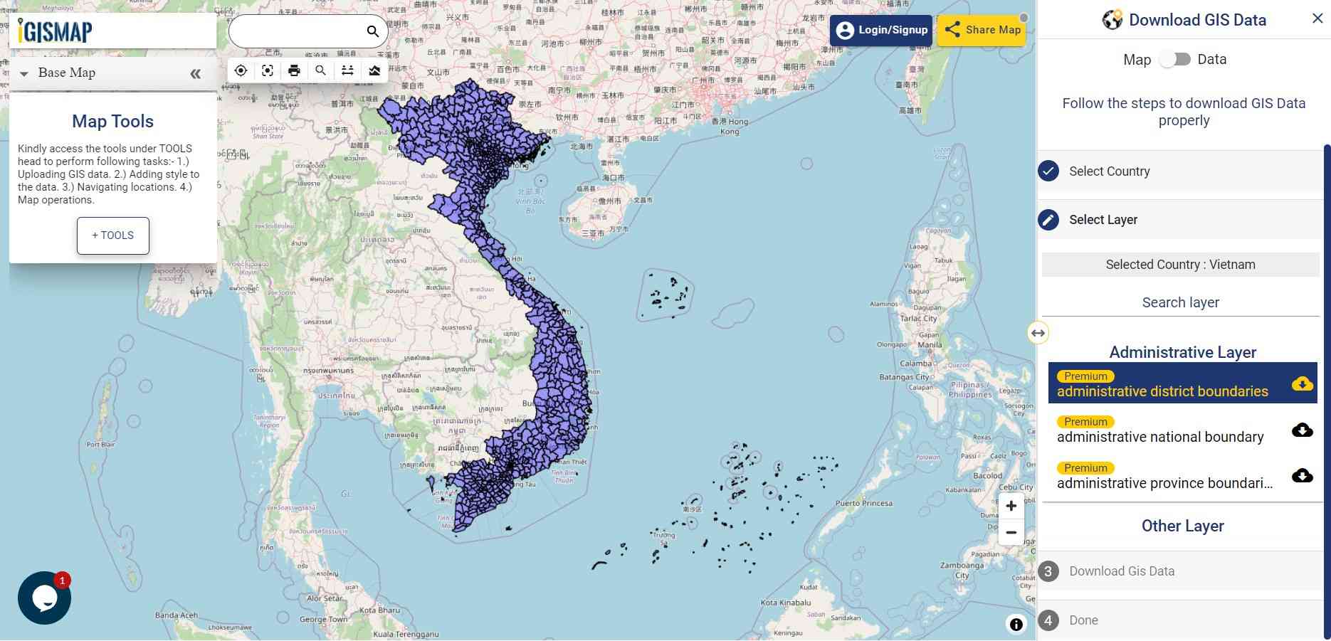 Download Vietnam Administrative Boundary Shapefiles National
