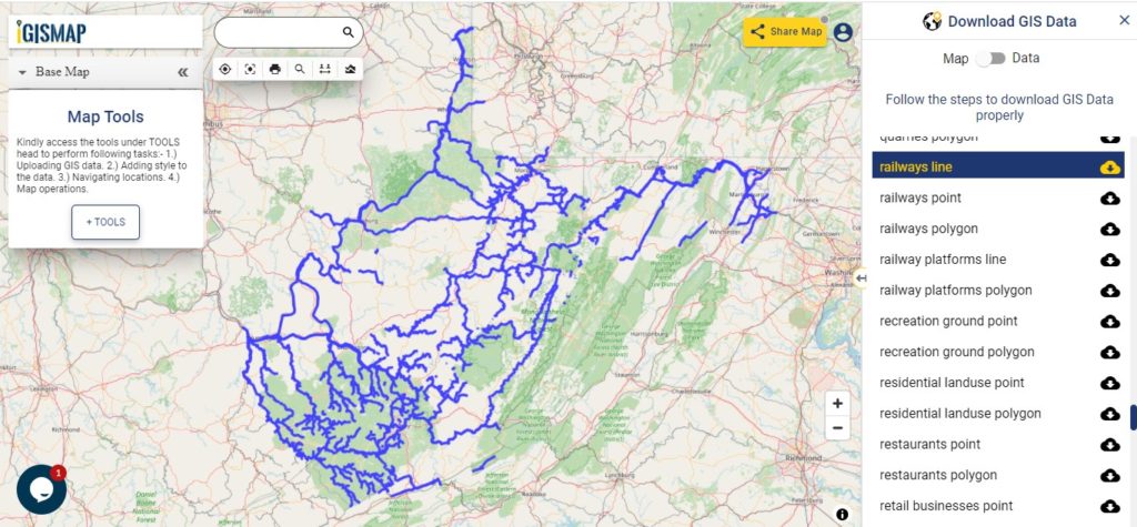 West Virginia GIS Data - Railway Lines