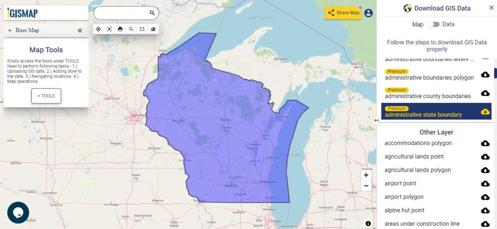 Wisconsin GIS Data - State Boundary