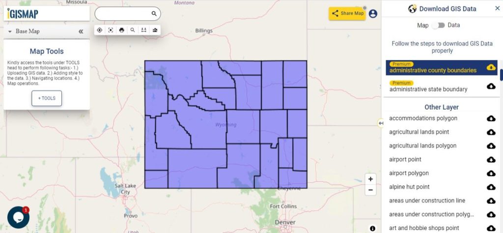 Wyoming GIS Data - County Boundaries