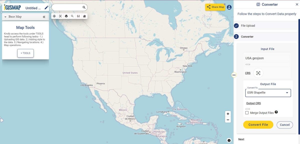 Online Conversion of GeoJSON to Shapefile