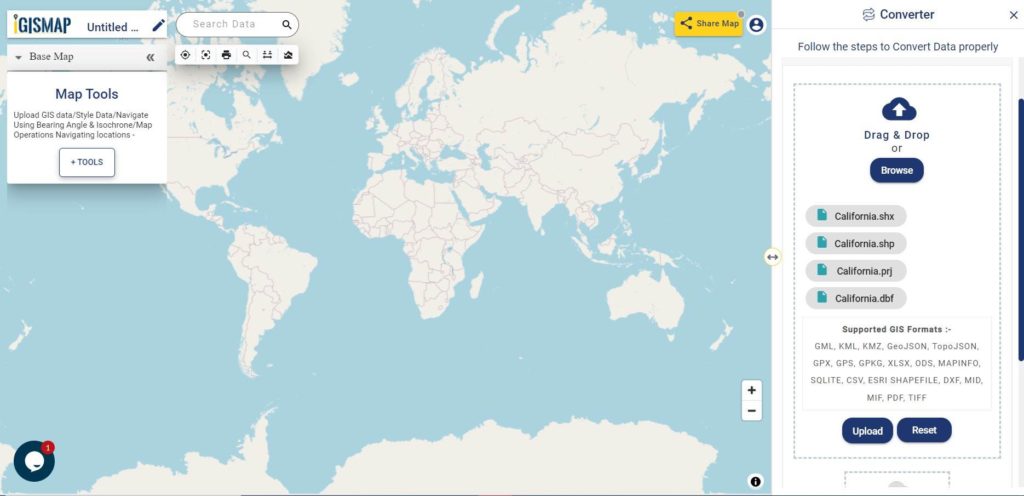 Converter Tool - Upload Shapefile