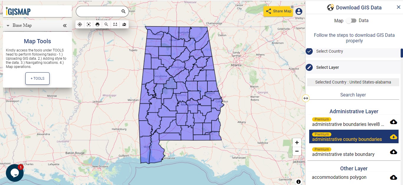 United States Alabama GIS Data Shapefiles, Kml, Csv, GeoJSON