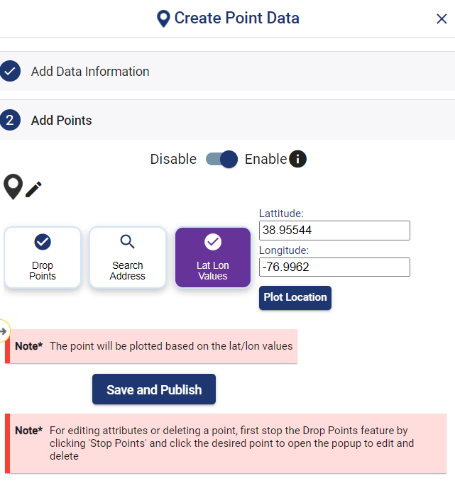 Create Point Data - Add Points - Lat Lon Values - plot the atm/shop location on map