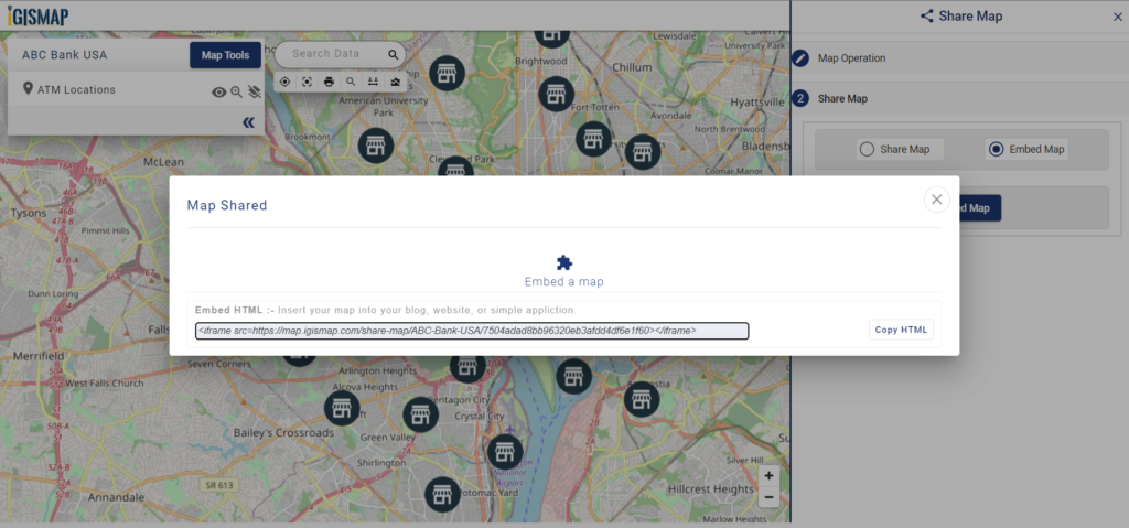 Link to Embed Map - plot the atm/shop location on map