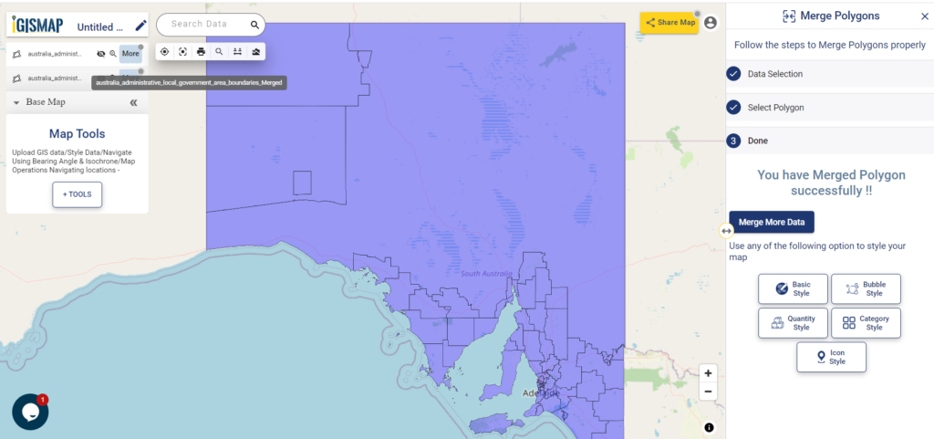 Add/Upload data and merge polygons
