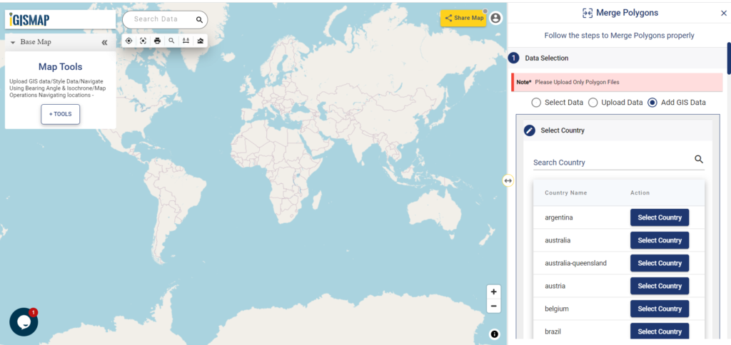 Add/Upload data and merge polygons