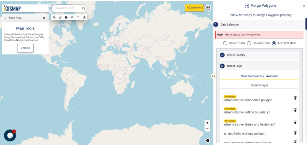 Add/Upload data and merge polygons