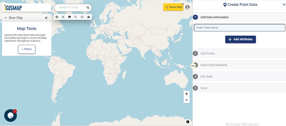 Create Point Data tool