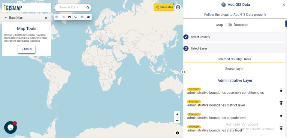 Add GIS data- Select layer