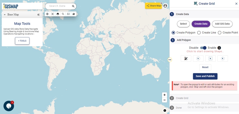 Create Grid - Create Data option