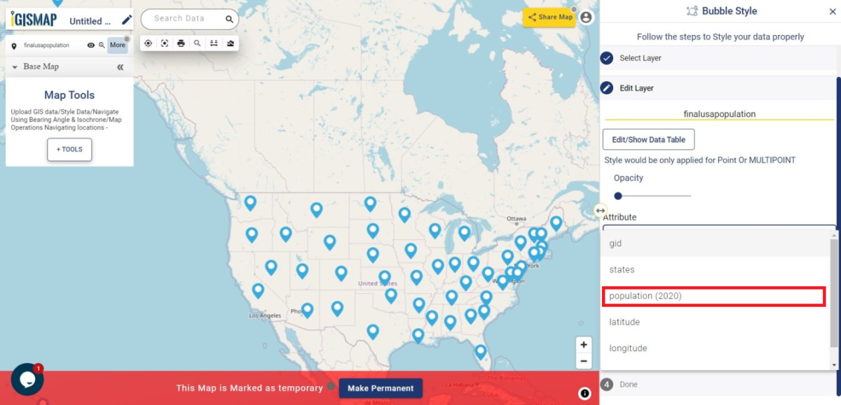 How to create Bubble Map for point GIS data