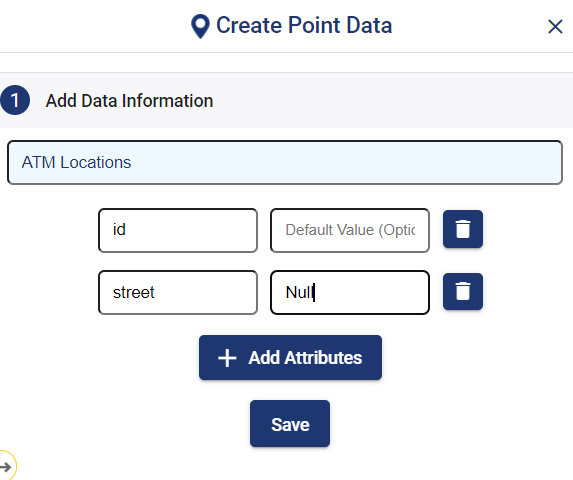 Create Point Data - Add Data Information - plot the atm/shop location on map