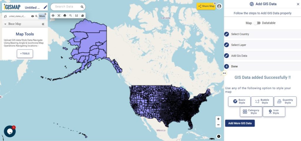 Add GIS Data - Data Published