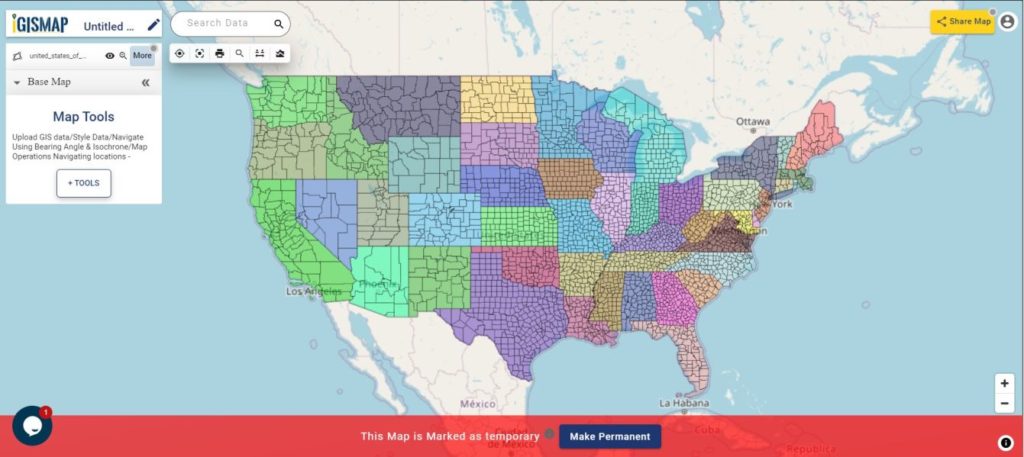 USA County Boundaries Data Categorized Based On States