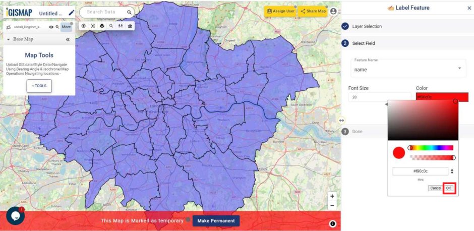 Add GIS data and label features in Map 