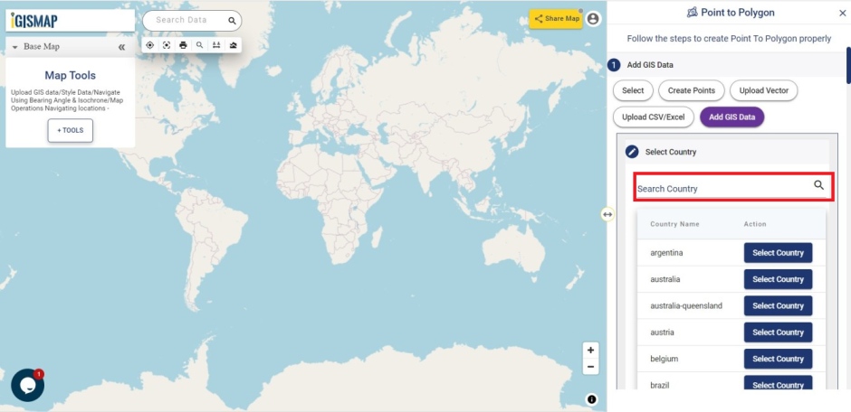 Add GIS Data-Select Country From Add GIS Data