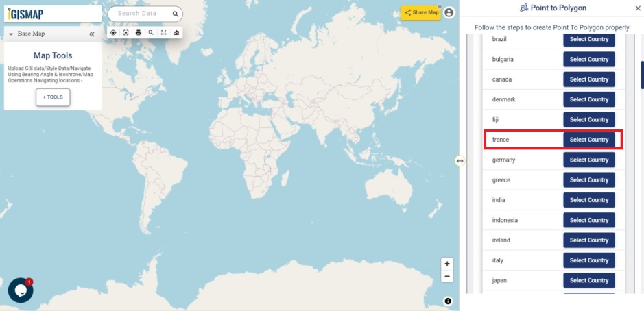 Add GIS Data-Select France From Country List