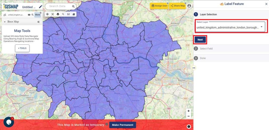 Add GIS data and label features in Map 