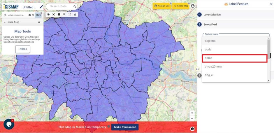 Add GIS data and label features in Map 