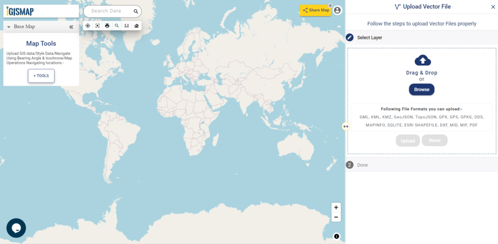 Upload shapefile and create a buffer layer