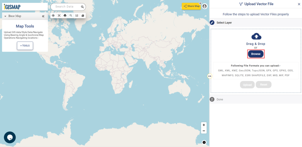 Upload shapefile and create a buffer layer