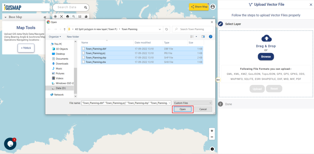 Upload shapefile and create a buffer layer