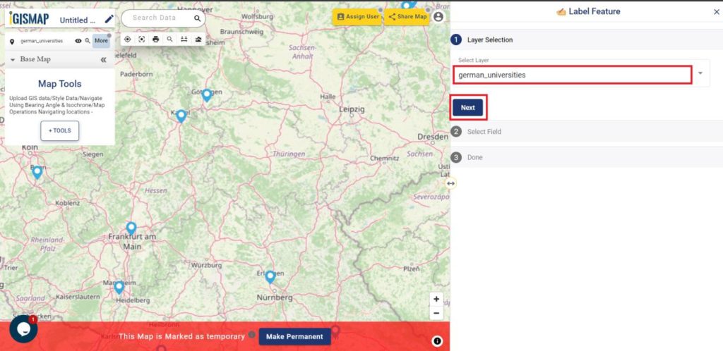 Label Feature-Select the point GIS layer