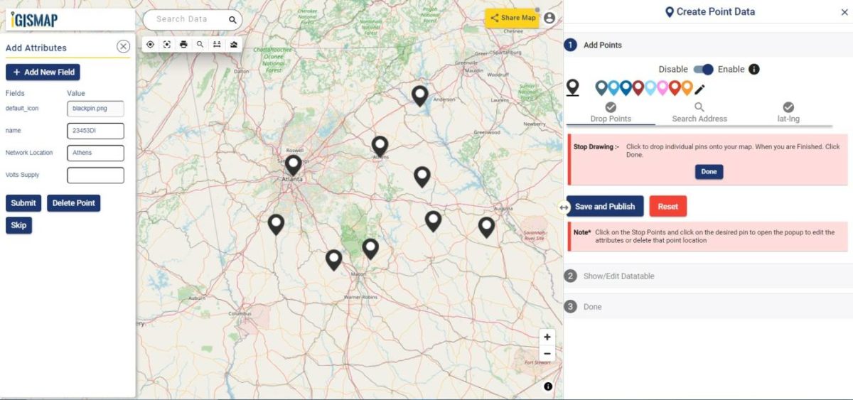 Plot telephone pole locations online with attribute data