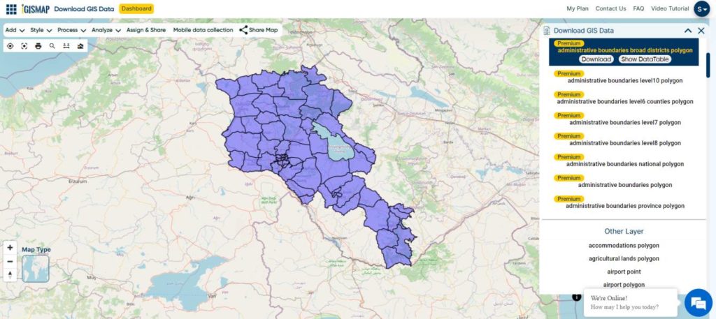 Armenia Municipality, Towns, Villages Boundaries