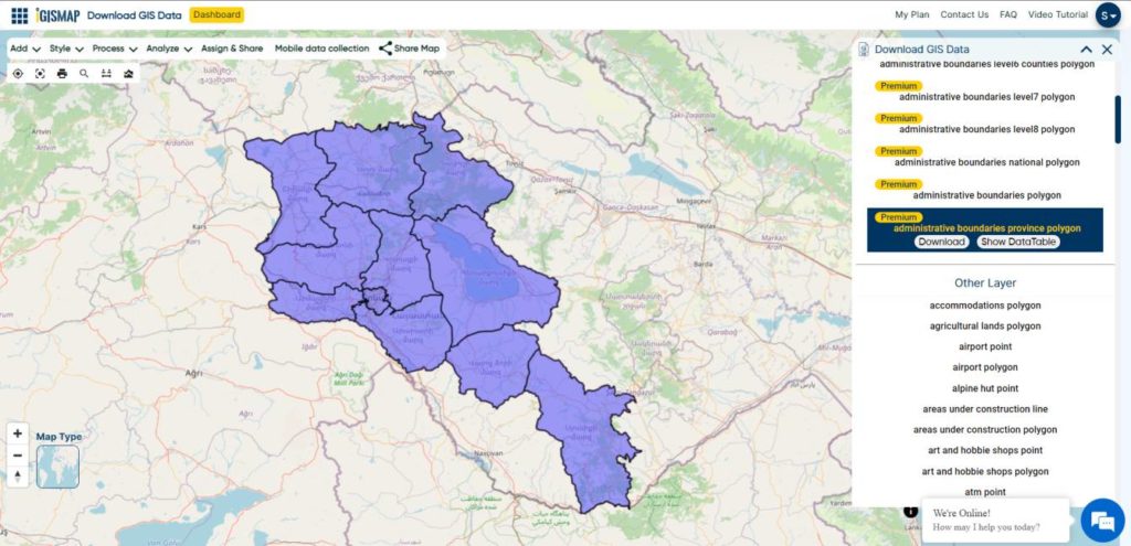 Armenia Provinces Boundaries