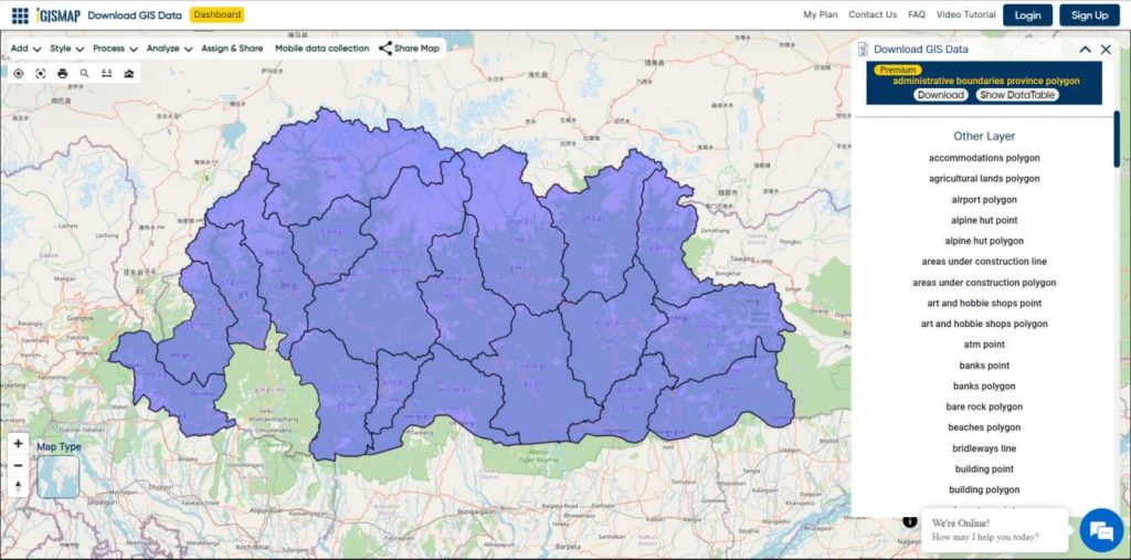 Bhutan Districts Boundaries