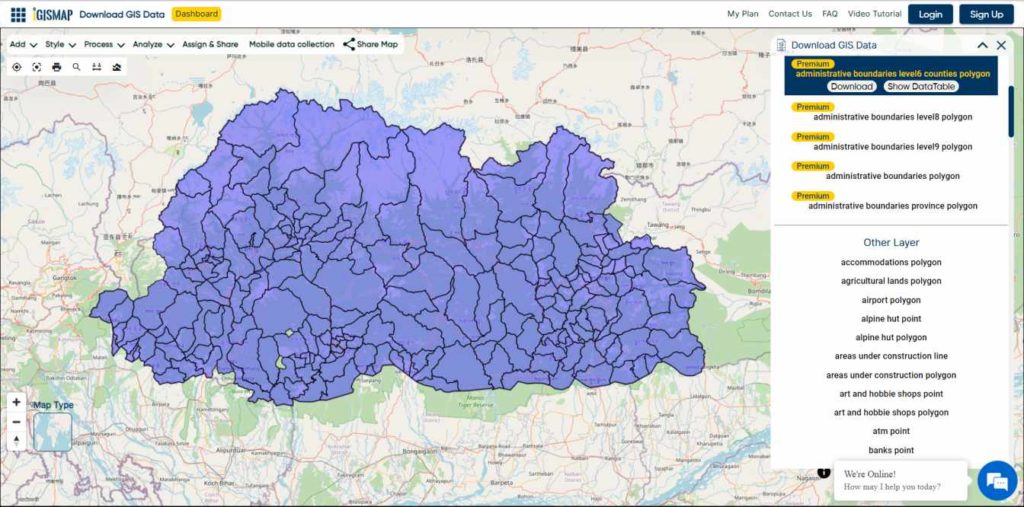 Bhutan Villages Boundaries