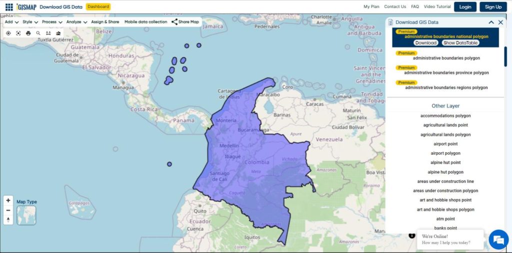 Colombia National Boundary