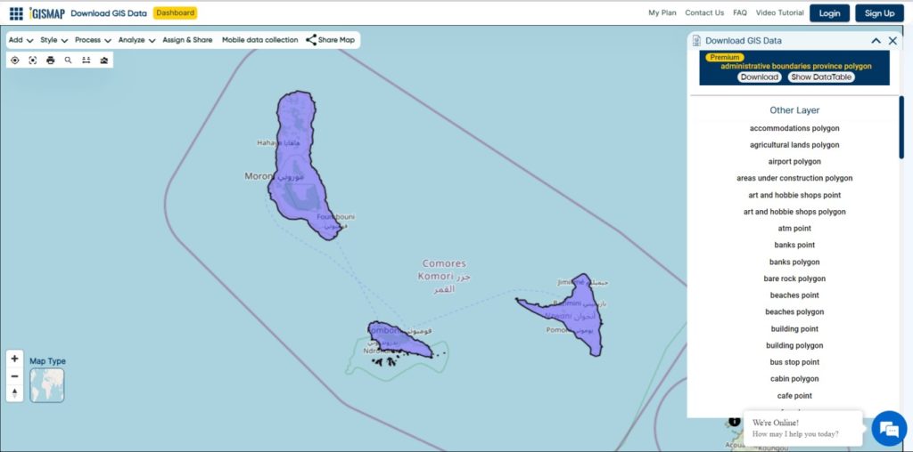 Comores Islands Boundaries