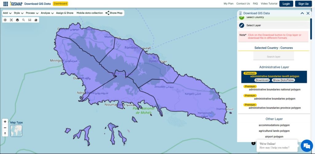 Comoros Communes Boundaries