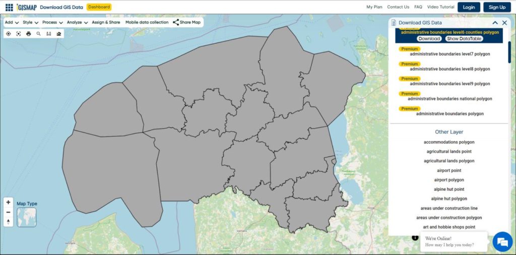 Estonia Counties Boundaries