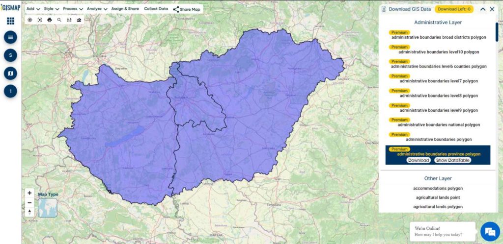 Hungary NUTS1 Boundaries