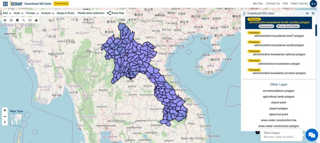 Laos District Boundaries