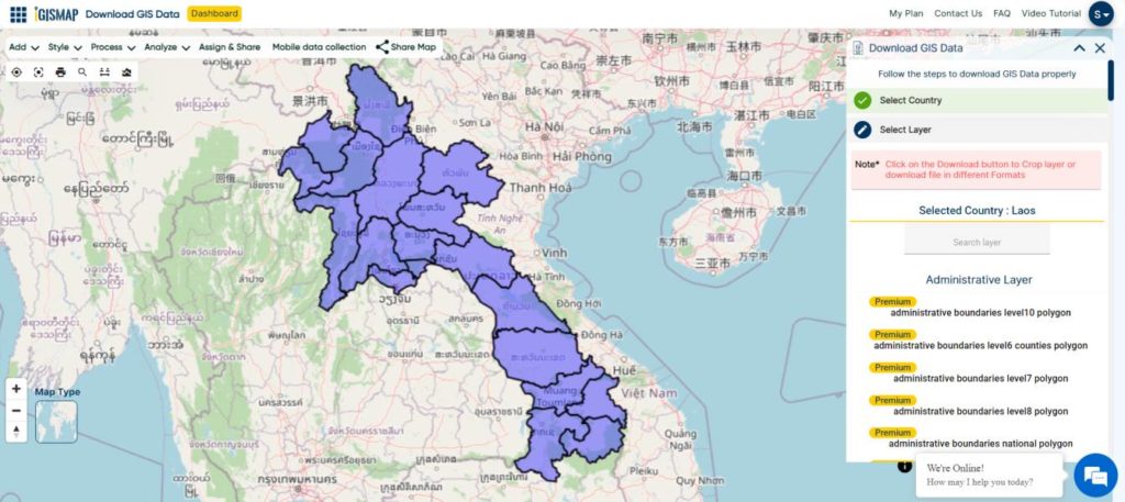 Laos province boundaries