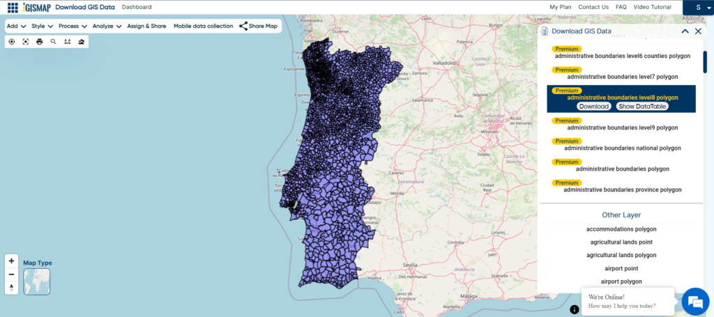Portugal Civil Parish Boundaries