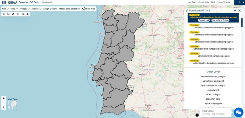 Portugal District boundaries