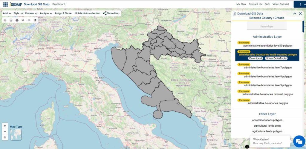 Croatia Counties Boundary