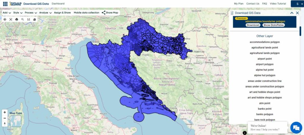 Croatia National, County and Municipalities Boundary