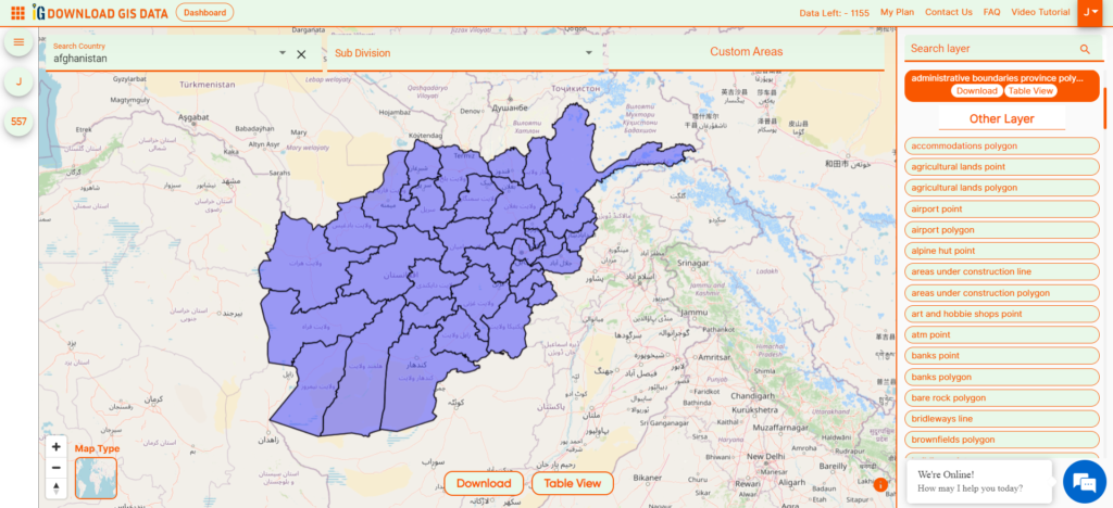 Afghanistan Provinces Boundaries