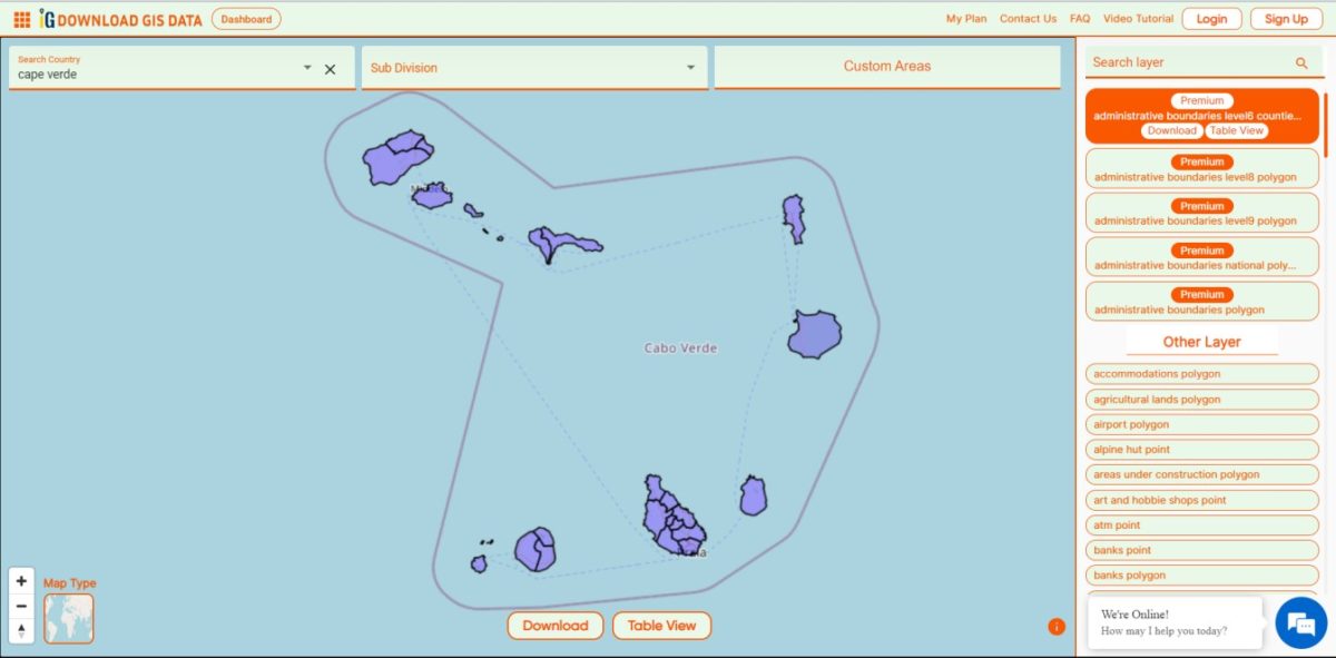 Download Cape Verde Administrative Boundary GIS Data Shapefiles